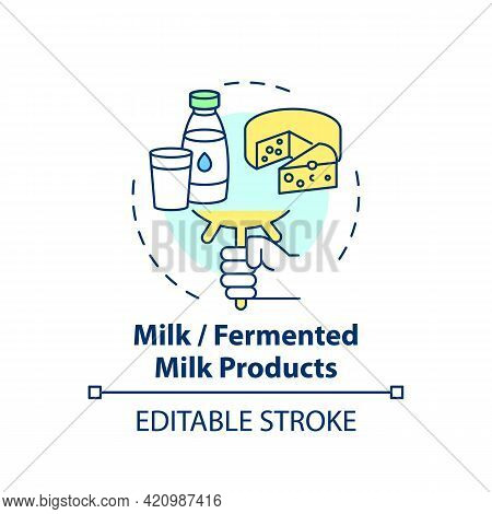 Milk Or Fermented Milk Products Concept Icon. Dairy Products Included In School Lunch. Healthy Eatin