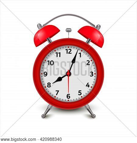 Alarm Clock. 3d Illustration Isolated On White Background
Red Alarm Clock Set At One Close-up. Vecto