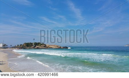 View Of Arpoador Beach In Rio De Janeiro Brazil.