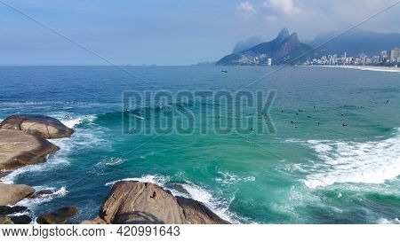 Famous Arpoador And Ipanema Beach In Rio De Janeiro Brazil.