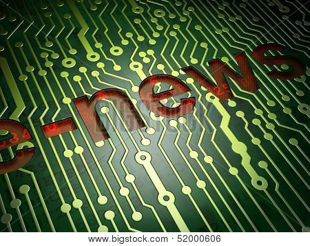 News concept: E-news on circuit board background