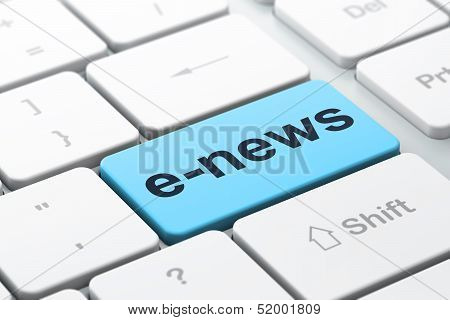News concept: E-news on computer keyboard background