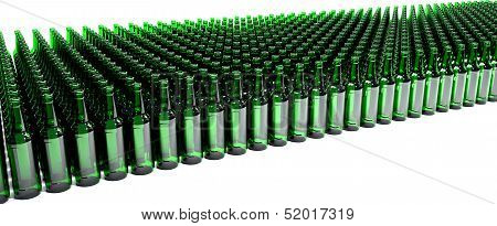 conveyor green empty bottles