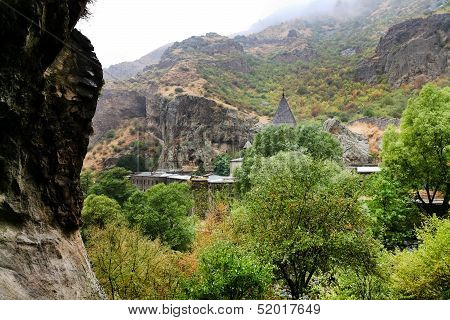 View Of Geghard Monastery From Cliff In Armenia