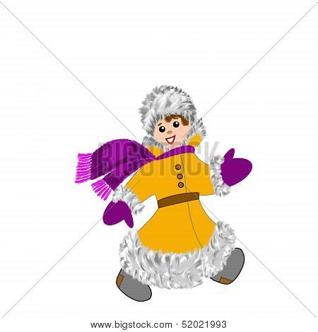 Merry Boy On A White Background