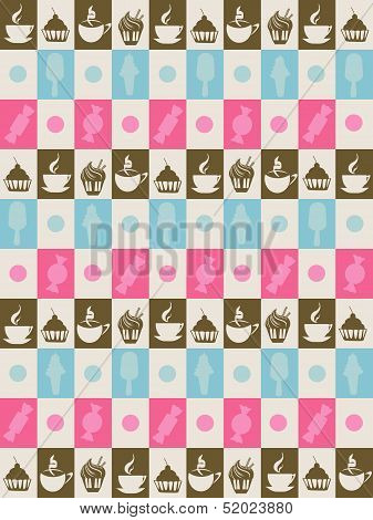 abstract background with coffee and sweets.