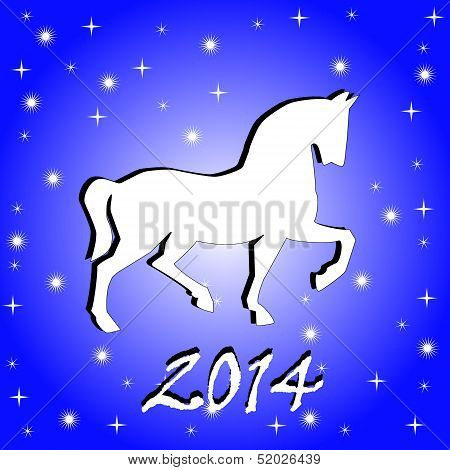 Silhouette Of Horse On A Blue Background