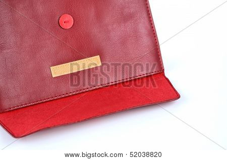 Red Leather Envelope Case With Velcro