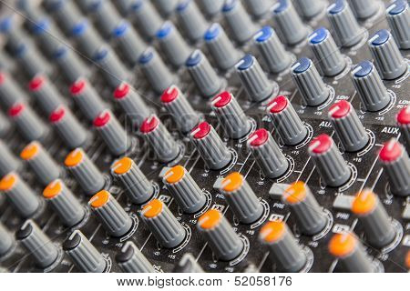 Mixer knobs closeup