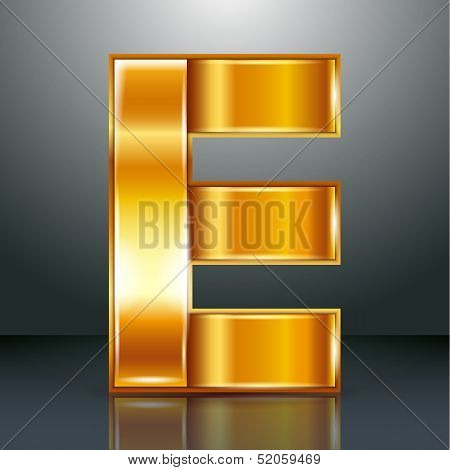 Letter metal gold ribbon - E