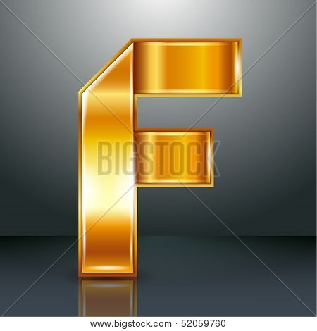 Letter metal gold ribbon - F