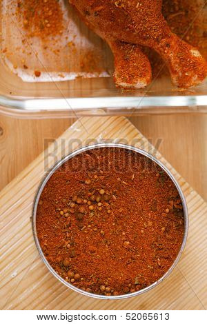 spices Chicken BBQ Rub mix of Herbs, shallow dof