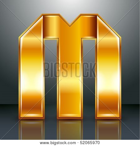 Letter metal gold ribbon - M