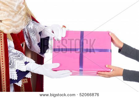 Sinterklaas Is Giving A Present