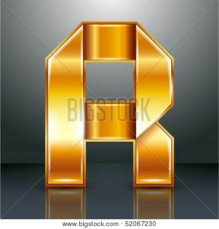 Letter metal gold ribbon - R