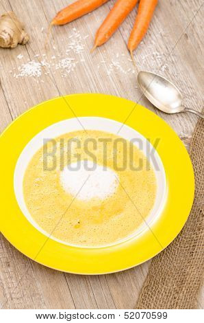 Carrot Cream Soup In Vertical Format