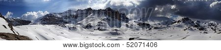 Panorama Of Snowy Winter Mountains