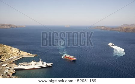 Port In Santorini's Caldera