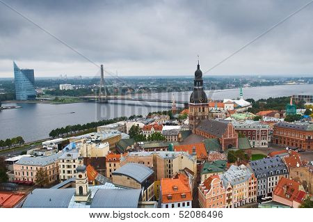 Riga Center With Daugava River