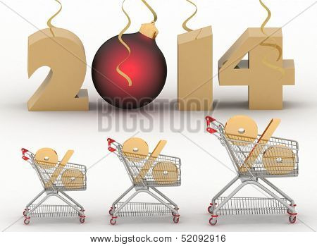 concept of new-year sales. 3d illustration on white background.