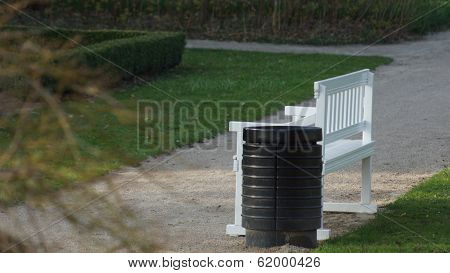 White Bench In Park