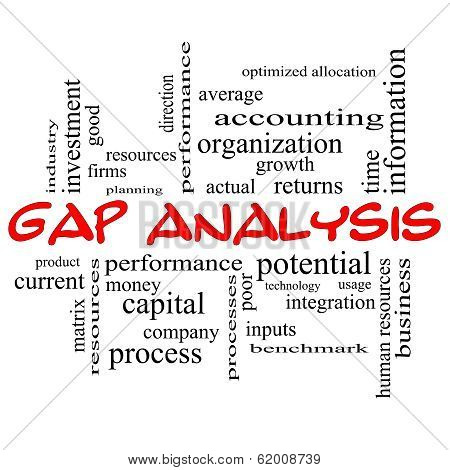 Gap Analysis Word Cloud Concept In Red Caps