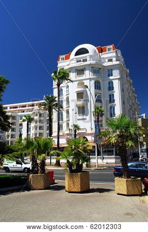 Luxury hotel on Croisette promenade in Cannes, France