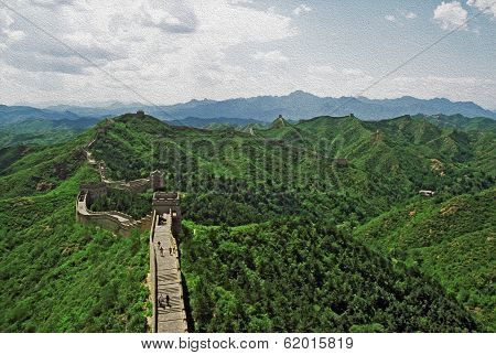 Oil Painting Stylized Photo Of The Great Wall Of China