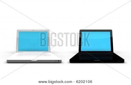 Moderne sort og hvid Laptops