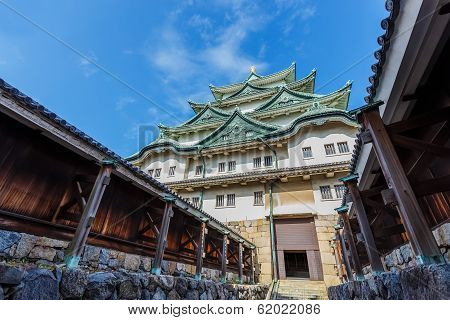 The Nagoya Castle with blue sky backgrond