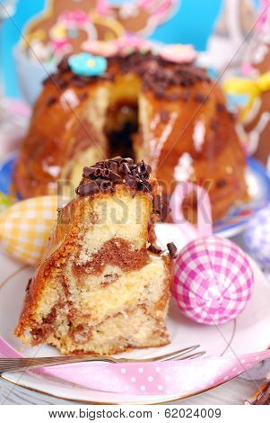 Easter Marble Ring Cake With Chocolate Flakes