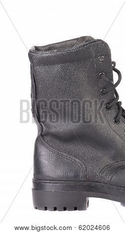 Top of black kersey boot.