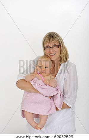 grandmother holding her grandchild