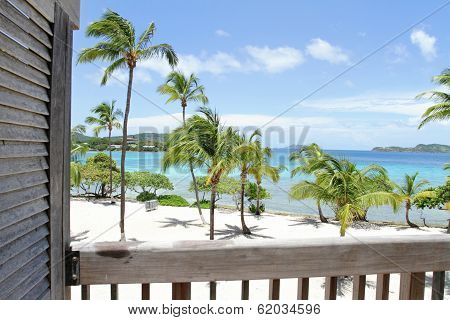 Tropical Beach, Caribbean, View From Deck