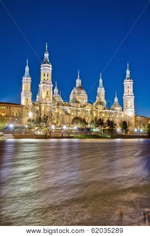 Our Lady Of The Pillar Basilica At Zaragoza, Spain