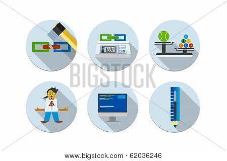 Flat design vector illustration six icons set