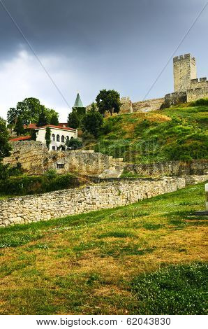 Walls and towers of Kalemegdan fortress in Belgrade Serbia