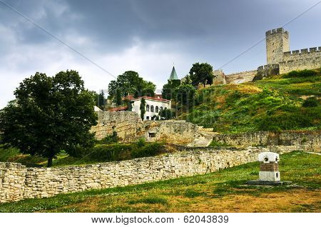 Walls and towers of Kalemegdan fortress in Belgrade Serbia