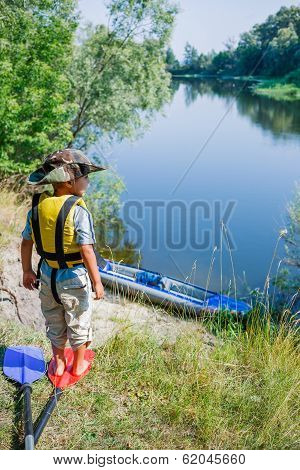 Boy kayaking