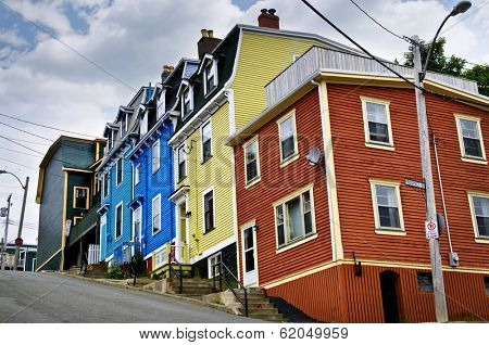 Colorful houses on hill in St. John's, Newfoundland, Canada