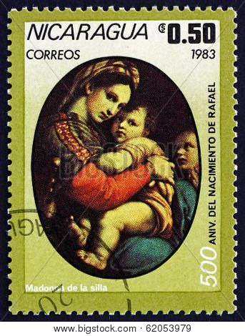 Postage Stamp Nicaragua 1983 Madonna Of The Chair, By Raphael