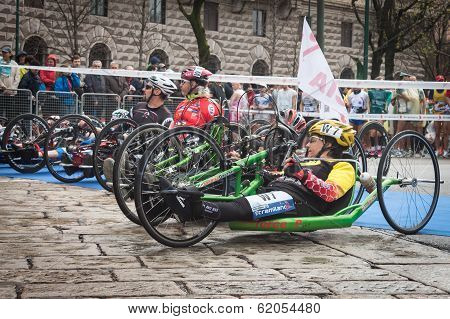 Disabled Athletes Taking Part In Stramilano Half Marathon