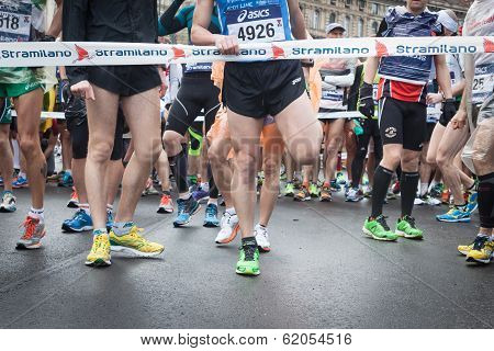 Athletes Taking Part In Stramilano Half Marathon
