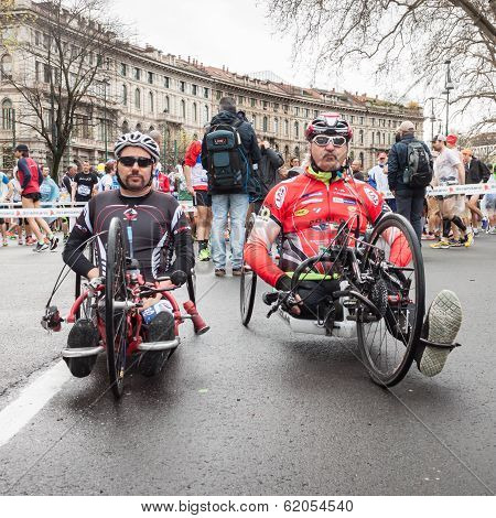 Disabled Athletes Taking Part In Stramilano Half Marathon