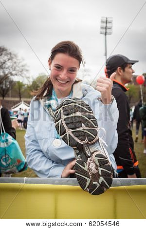 Young Woman Taking Part In Stramilano Half Marathon