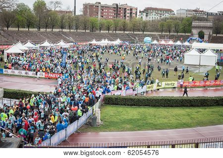 Athletes Taking Part In Stramilano Half Marathon