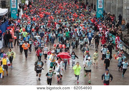Athletes Taking Part In Stramilano Half Marathon