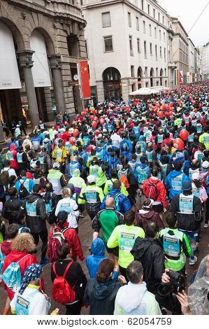 Athletes Taking Part In Stramilano Half Marathon