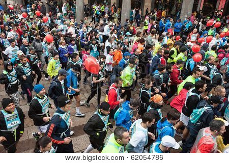 Athletes Taking Part In Stramilano Half Marathon