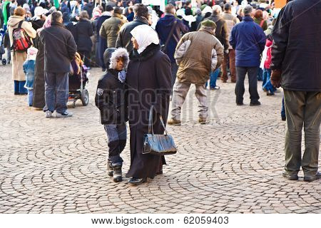 People Demonstrate Against The Bombing Of Gaza And For Freedom In Palestine And A An Own State For T